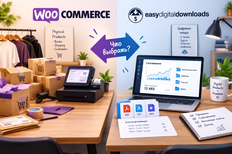 выбор между WooCommerce и EDD