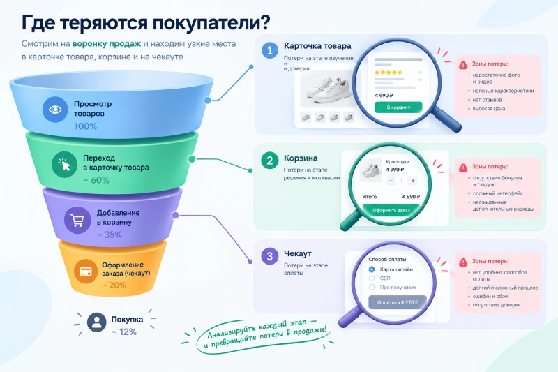 Где теряются покупатели: воронка продаж