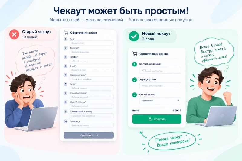Простой чекаут — выше конверсия