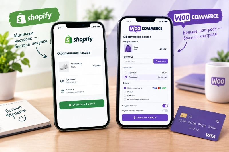 Сравнение Shopify и WooCommerce: оформление заказа