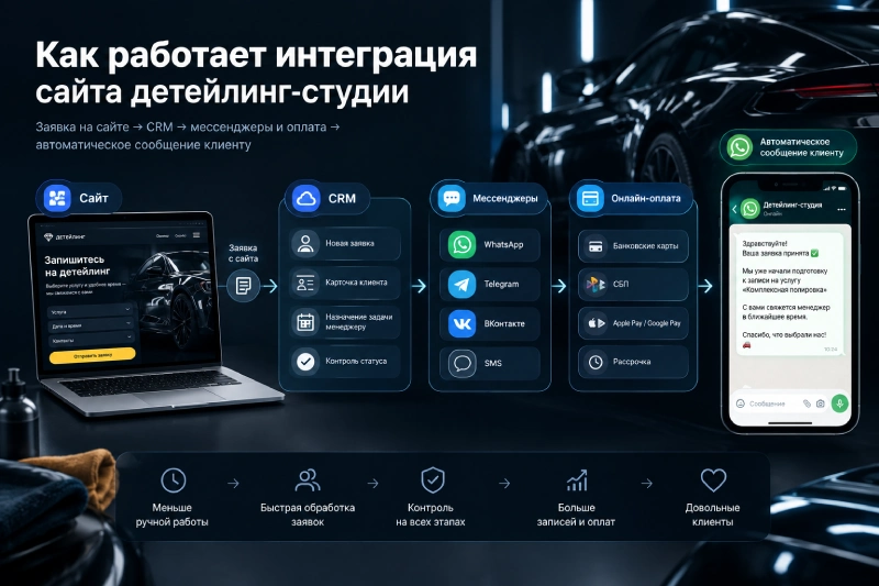 Интеграция детейлинг-студии: от заявки до оплаты