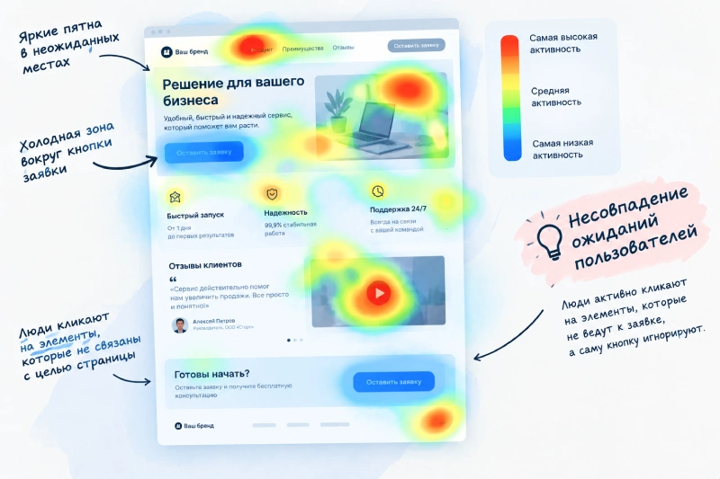 Тепловая карта лендинга и UX-анализ