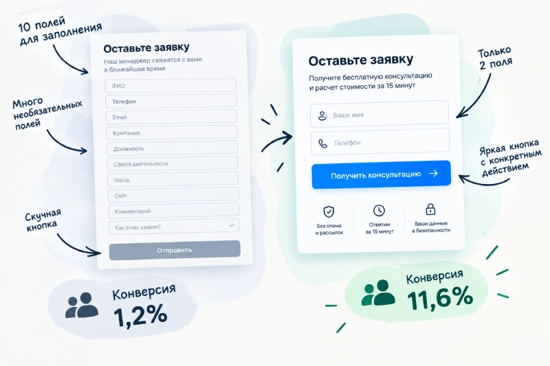 Сравнение форм: до и после