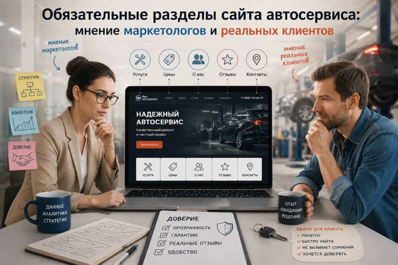 Обязательные разделы сайта автосервиса
