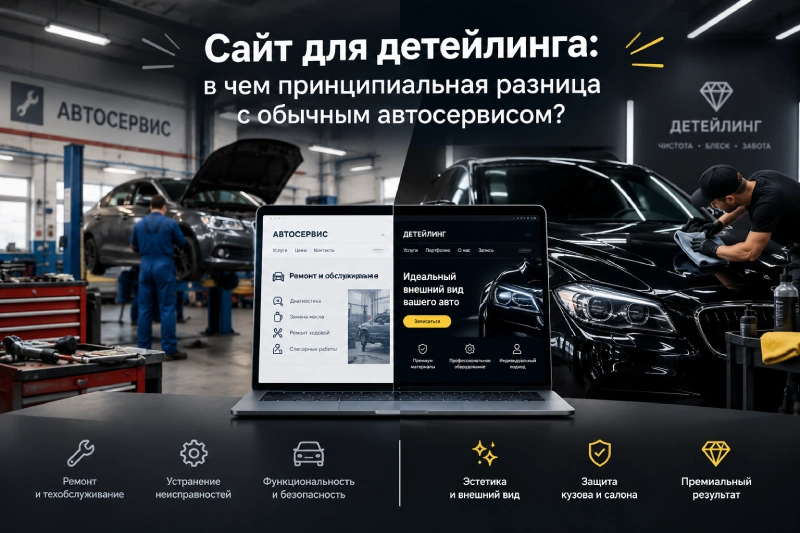 сайт детейлинга vs сайт автосервиса
