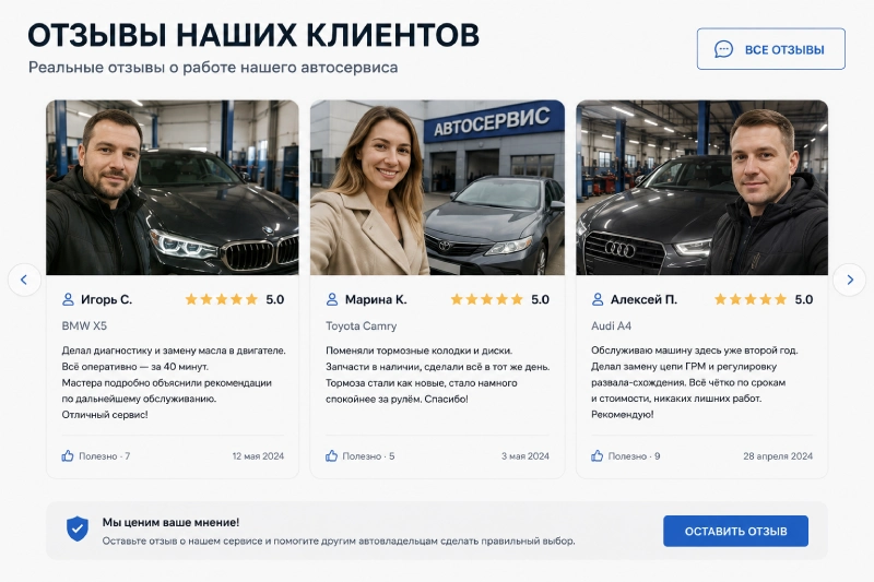 Отзывы клиентов автосервиса
