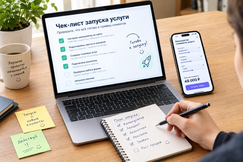 рабочий стол с чек-листом запуска